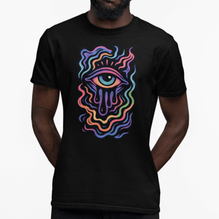 Camiseta Olho Psicodélico Lágrima Rave Wear Estilosa Algodão