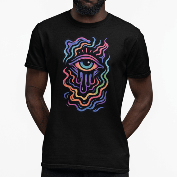 Camiseta Olho Psicodélico Lágrima Rave Wear Estilosa Algodão