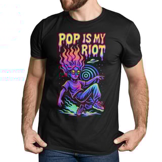 Camiseta Pop Is My Riot Estilosa Preta Algodão