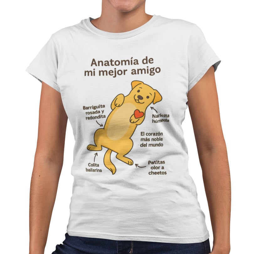 Nome do produto: Camiseta “Anatomía De Mi Mejor Amigo” Baby Look – HispanoMundi