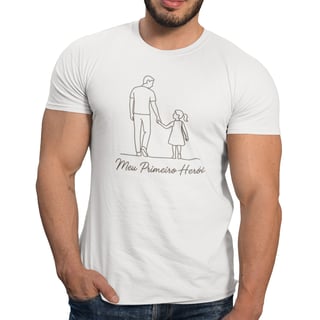 Nome do produto Camiseta Meu Primeiro Herói Dia dos Pais Filha Algodão