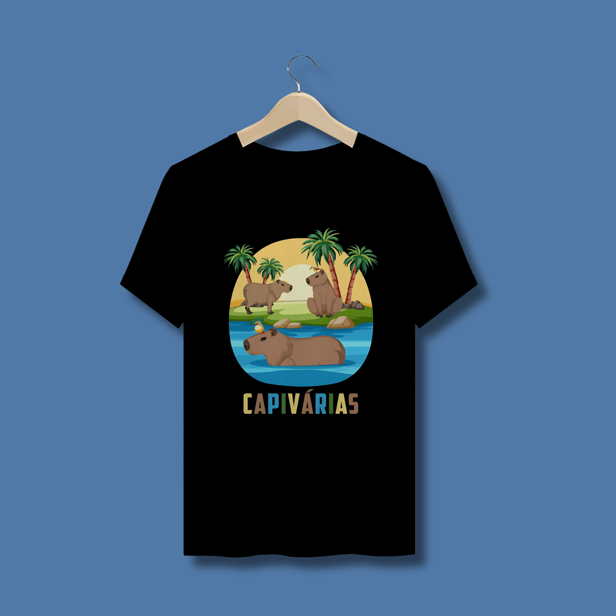Nome do produto: Capivárias - Camiseta com Estampa na frente
