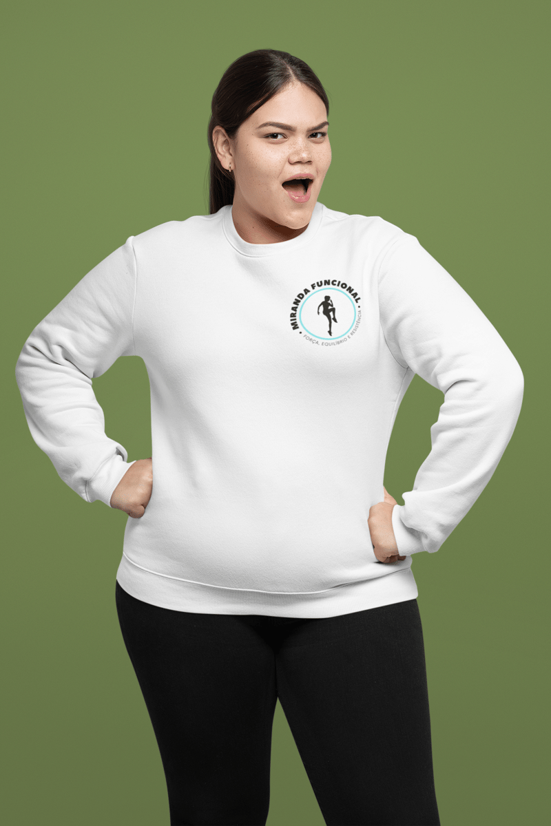 Nome do produto: Moletom Premium Fechado sem Capuz Miranda Funcional - Logo na frente (Branco, Cinza e Off-White)