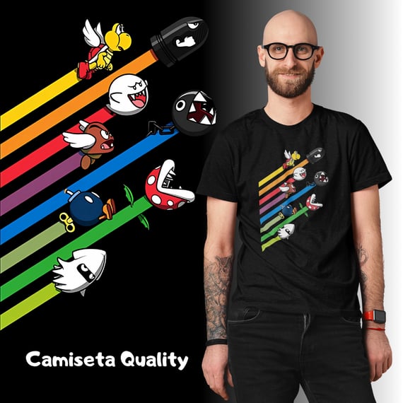 [Quality] Camiseta Corrida dos Vilões – Super Mario