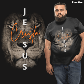 [Plus Size] Camiseta Jesus Cristo/Leão