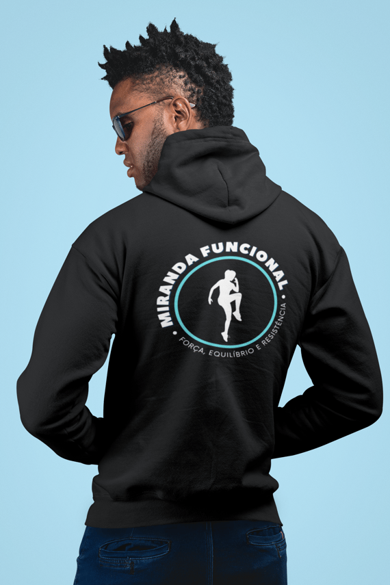 Moletom Premium Canguru Preto (Fechado Com Capuz) Miranda Funcional - Logo frente e atrás