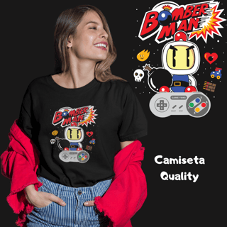 Nome do produto[Quality] Camiseta Bomber Man Retrô - Snes