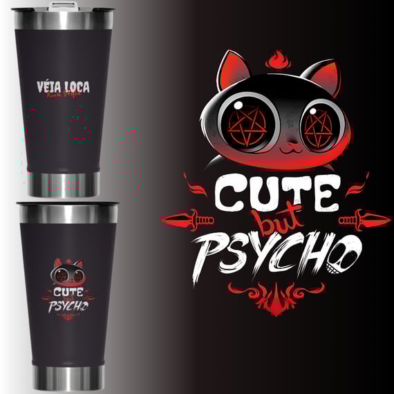 Copo Térmico Cut But Psycho - Véia Loca Rock Style