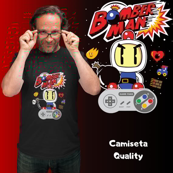 [Quality] Camiseta Bomber Man Retrô - Snes