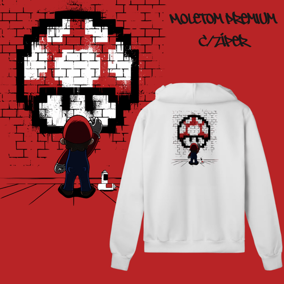 Moletom Premium Com Zíper Super Mario Grafiteiro