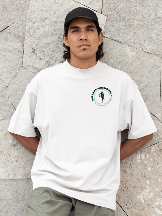 [Oversized] Camiseta Miranda Funcional (Estampa: Frente e Costas - Cor: Branca ou Off-White)
