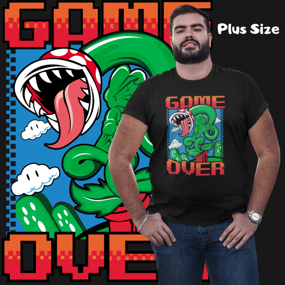 [Plus Size] Camiseta Super Mario Game Over