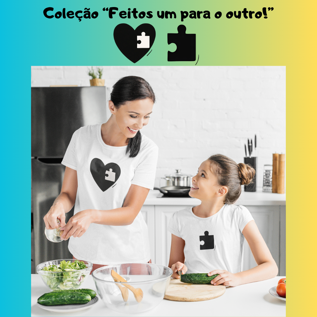 Nome do produto: [Infantil] Camiseta Amor (Coração/Quebra Cabeça) (2 a 8 anos)
