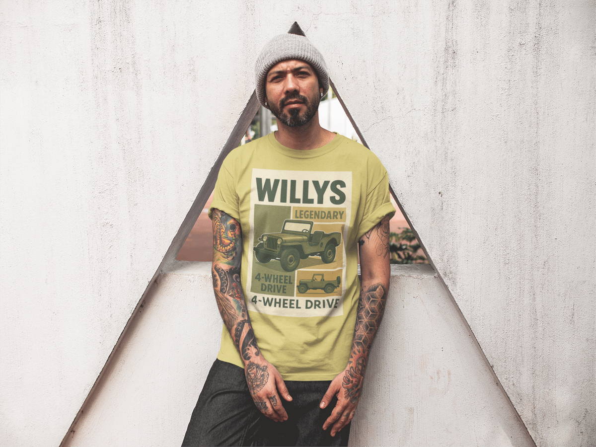 Nome do produto: Camiseta Jeep Willys Clássico | Estampa Retrô 4x4 Off-Road | Lendário 4-Wheel Drive