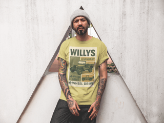 Camiseta Jeep Willys Clássico | Estampa Retrô 4x4 Off-Road | Lendário 4-Wheel Drive