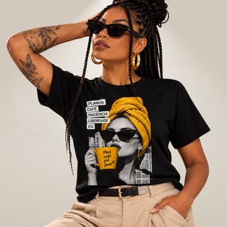 Nome do produto Camiseta Ela Editorial - Café, Atitude e Liberdade