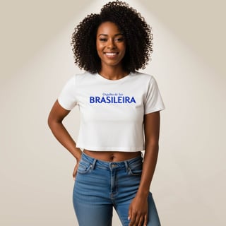 Nome do produto Cropped Orgulho de Ser Brasileira Branco e Azul