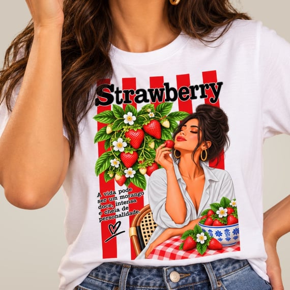 Camiseta Vida Tropical - Strawberry