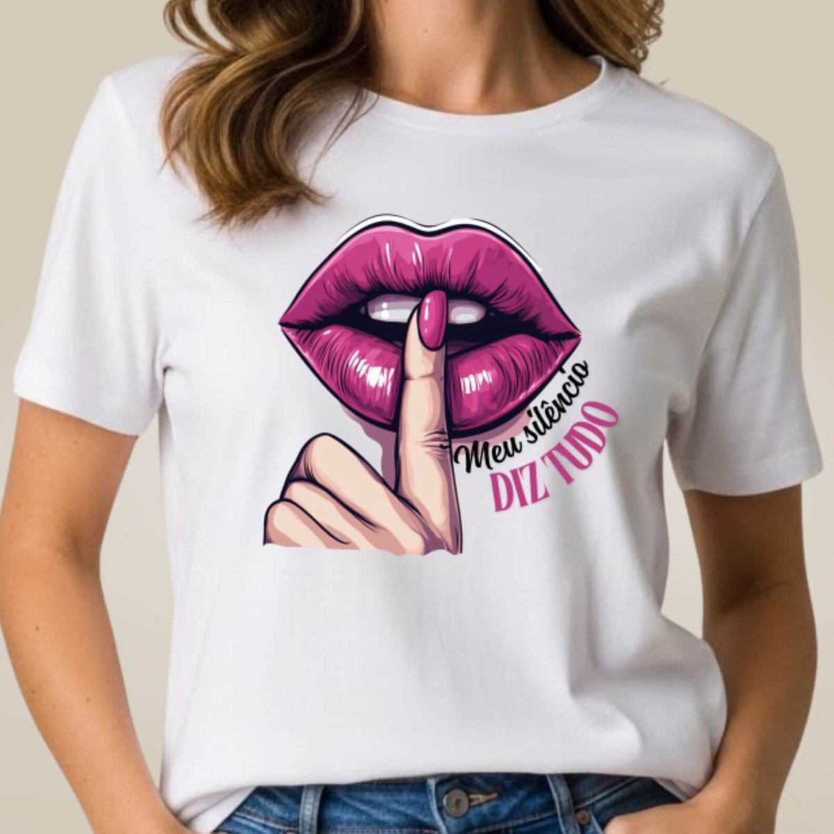 Nome do produto: Camiseta Bocas - Meu Silêncio Diz Tudo