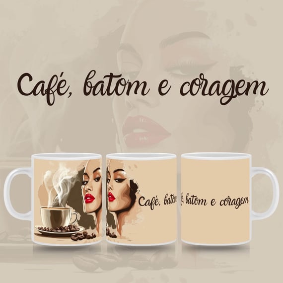 Caneca Café Batom e Coragem