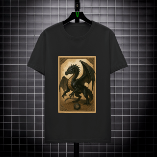 Nome do produto Camiseta Dragão Negro – Estilo Carta RPG