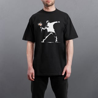 Flower Thrower (White) - Banksy (Oversized)