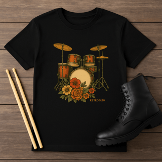 Nome do produto T-Shirt Quality Unissex Bateria Foral Vintage