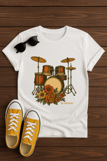 Nome do produto T-Shirt Quality Unissex Bateria Foral Vintage
