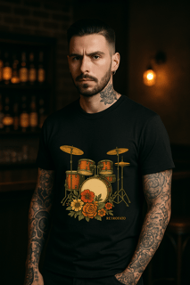 Nome do produto T-Shirt Quality Unissex Bateria Foral Vintage