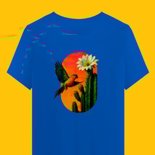Nome do produto Camiseta Periquito da Caatinga (Coleção Pássaros e Cactos)