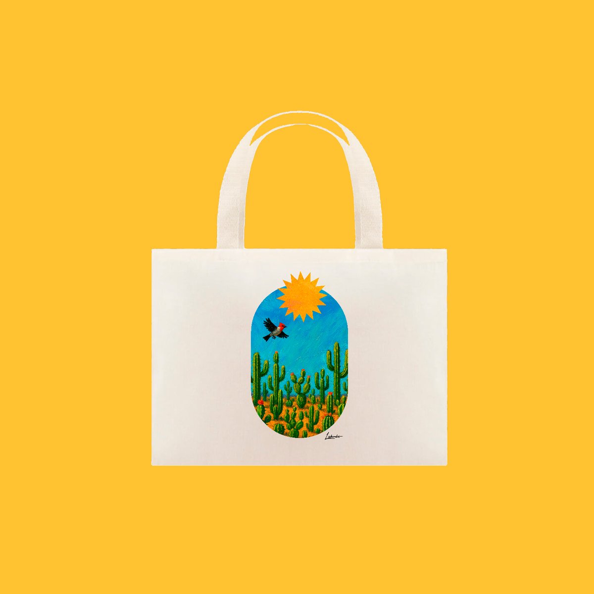 Nome do produto: Ecobag Galo de Campina (Coleção Pássaros & Cactos)