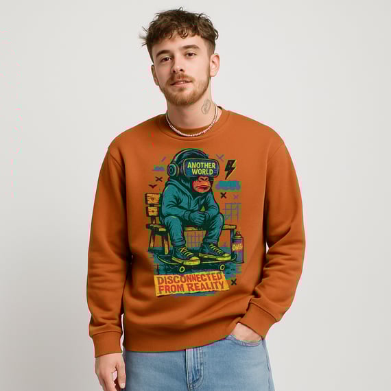 Moletom Prime Unissex Disconnected from Reality – Estampa com Macaco e Crítica Urbana | OxVibe Streetwear