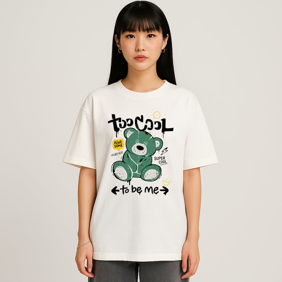 Camiseta Oversized Urso Awesome – Estampa Alternativa com Teddy Punk Distorcido | OxVibe Streetwear