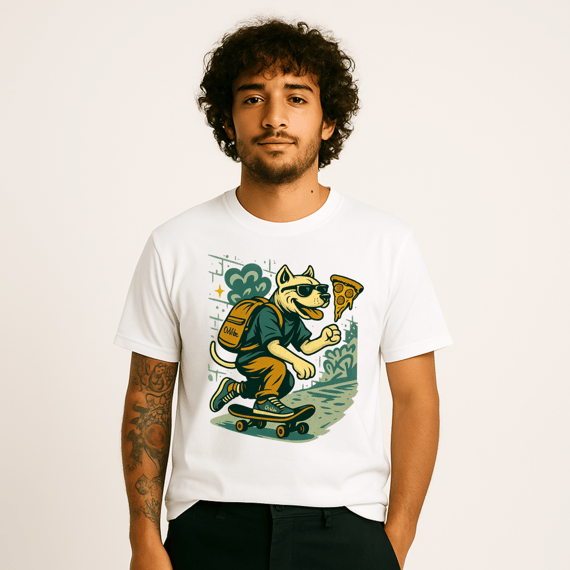Camiseta Dog Skater – T-Shirt Quality Unissex OxVibe com Estampa Urbana 