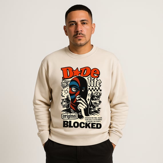 Moletom Prime Unissex DOPE BLOCKED – Estampa Urbana com Máscara | OxVibe Streetwear