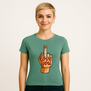 Camiseta I Love You Feminina – Baby Long Estonada OxVibe com Frase Subversiva