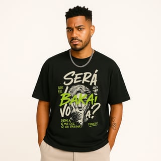 Camiseta Oversized BAKA – Estampa Crítica e Visual Urbano Ironic | OxVibe Unissex