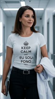 Nome do produto Camiseta KEEP CALM SOU FONO - BABY SHIRT - Branca