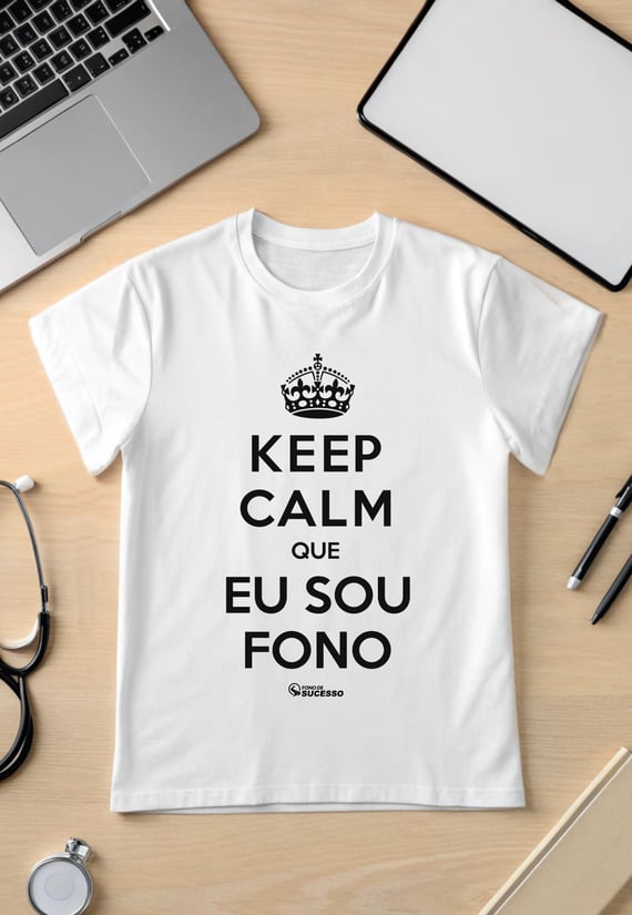 Camiseta KEEP CALM SOU FONO - BABY SHIRT - Branca