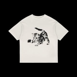 Nome do produto Oversized Gatinho ASCII - Branca e Off White