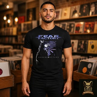 Nome do produto Camiseta Fear Factory — Demanufacture na área!