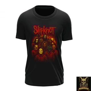 Slipknot: Camiseta Culto ao Caos – A Irmandade Mascarada em Chamas