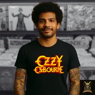 Nome do produto Ozzy Osbourne Camiseta – Logo Flamejante: Simples, Crua, Imortal