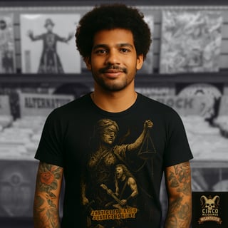 Nome do produto Metallica - Camiseta Justiça Corrompida – O Grito de Rebelião em Aço e Pedra