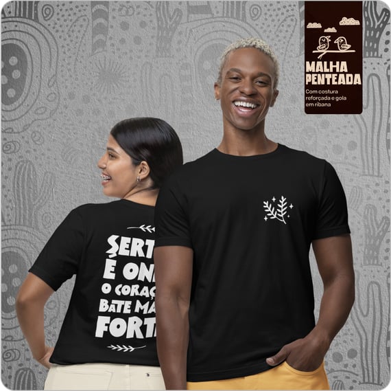 Camiseta Unissex Quality – Sertão e aonde o coração bate mais forte 