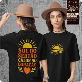 Nome do produto Camiseta Unissex Oversized –  Sol do sertão calor no coração 