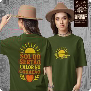 Nome do produto Camiseta Unissex Oversized –  Sol do sertão calor no coração 