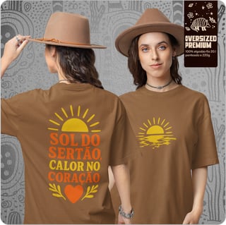 Nome do produto Camiseta Unissex Oversized –  Sol do sertão calor no coração 