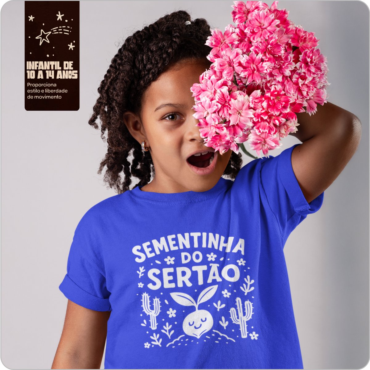 Nome do produto: Camiseta Infantil Quality (10 a 14 Anos) – Sementinha Do Sertão 