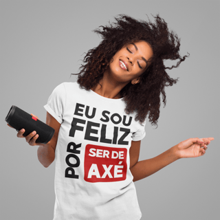 Nome do produtoCamiseta Branca Eu Sou Feliz Por Ser De Axé